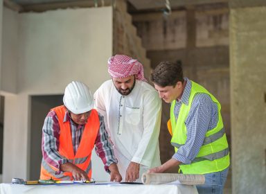 Arabic,Business,Teammates,Working,Together,In,Office,,Construction,Engineer,Equipment